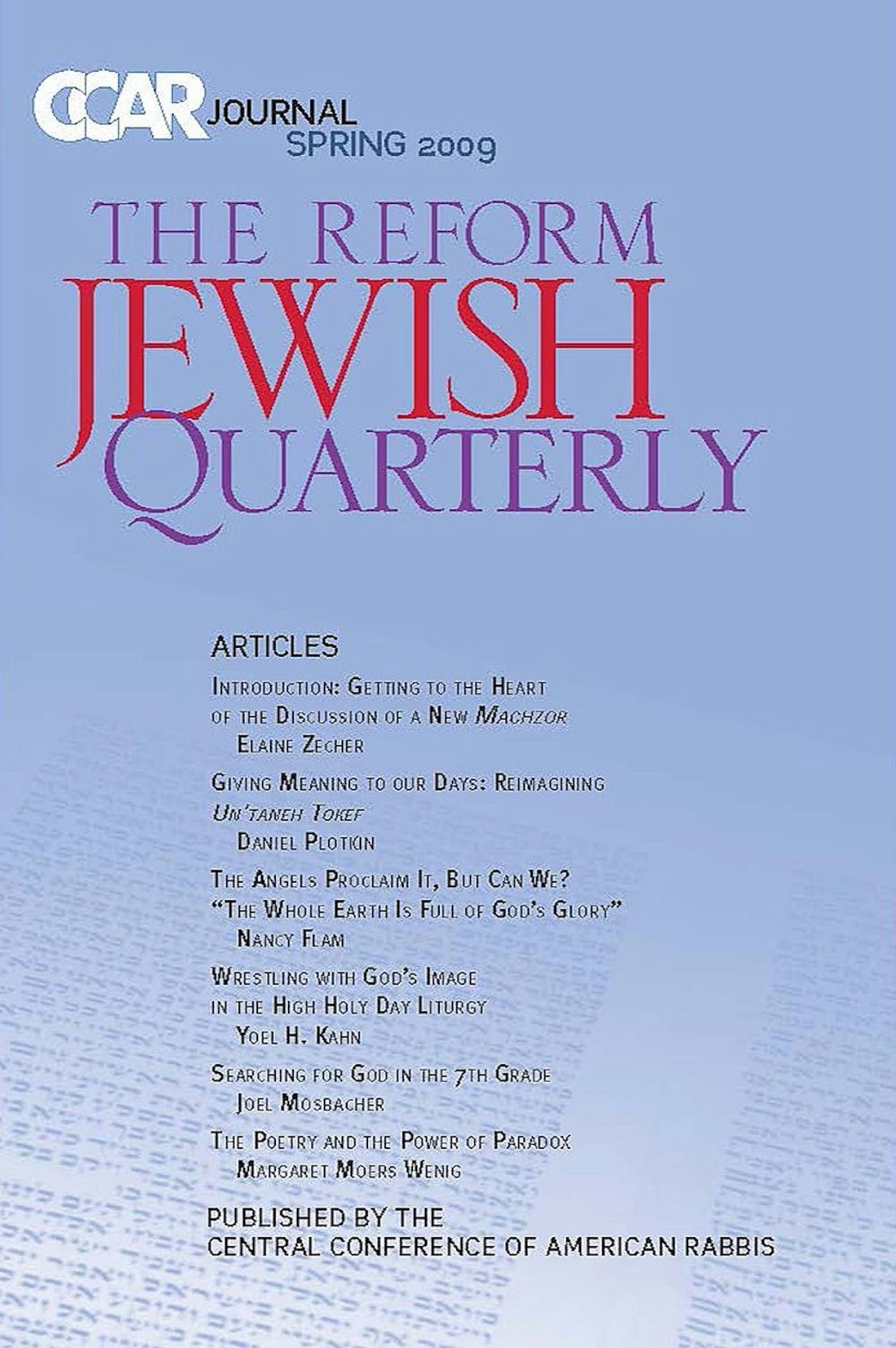 Cover of 'CCAR Journal - Spring 2009' 