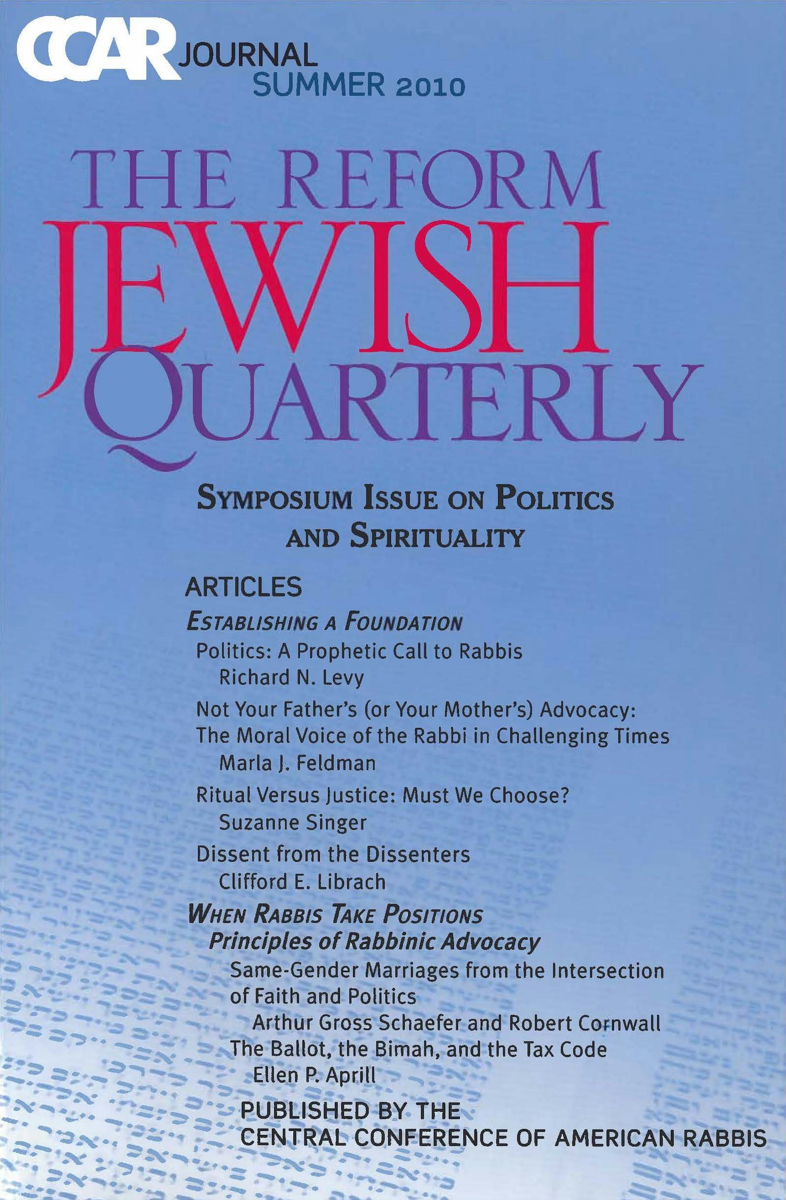 Cover of 'CCAR Journal - Summer 2010' 