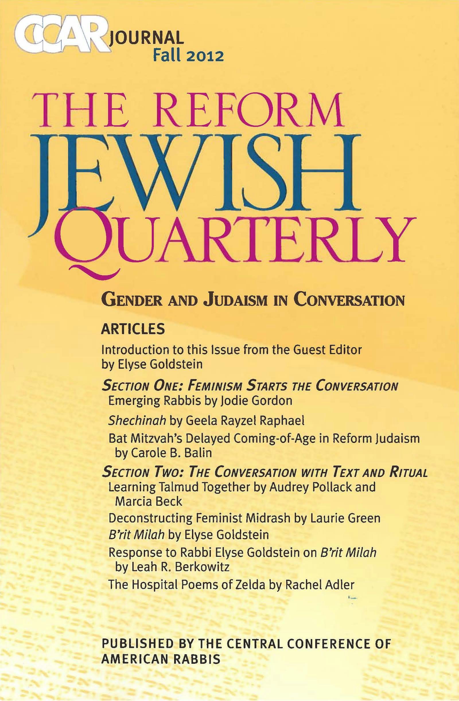 Cover of 'CCAR Journal - Fall 2012' by Rabbi Susan E. Laemmle 