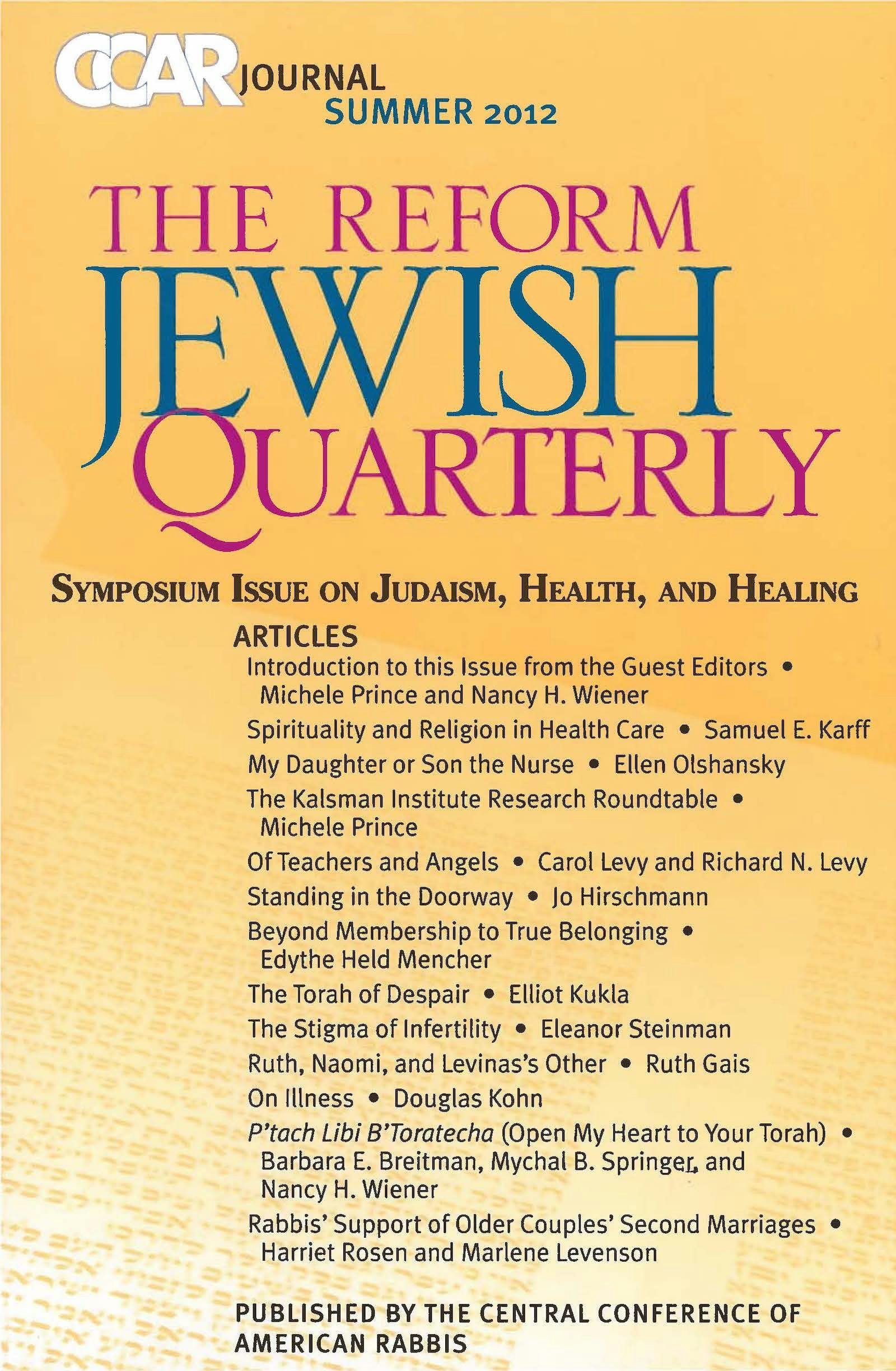 Cover of 'CCAR Journal - Summer 2012' by Rabbi Susan E. Laemmle 