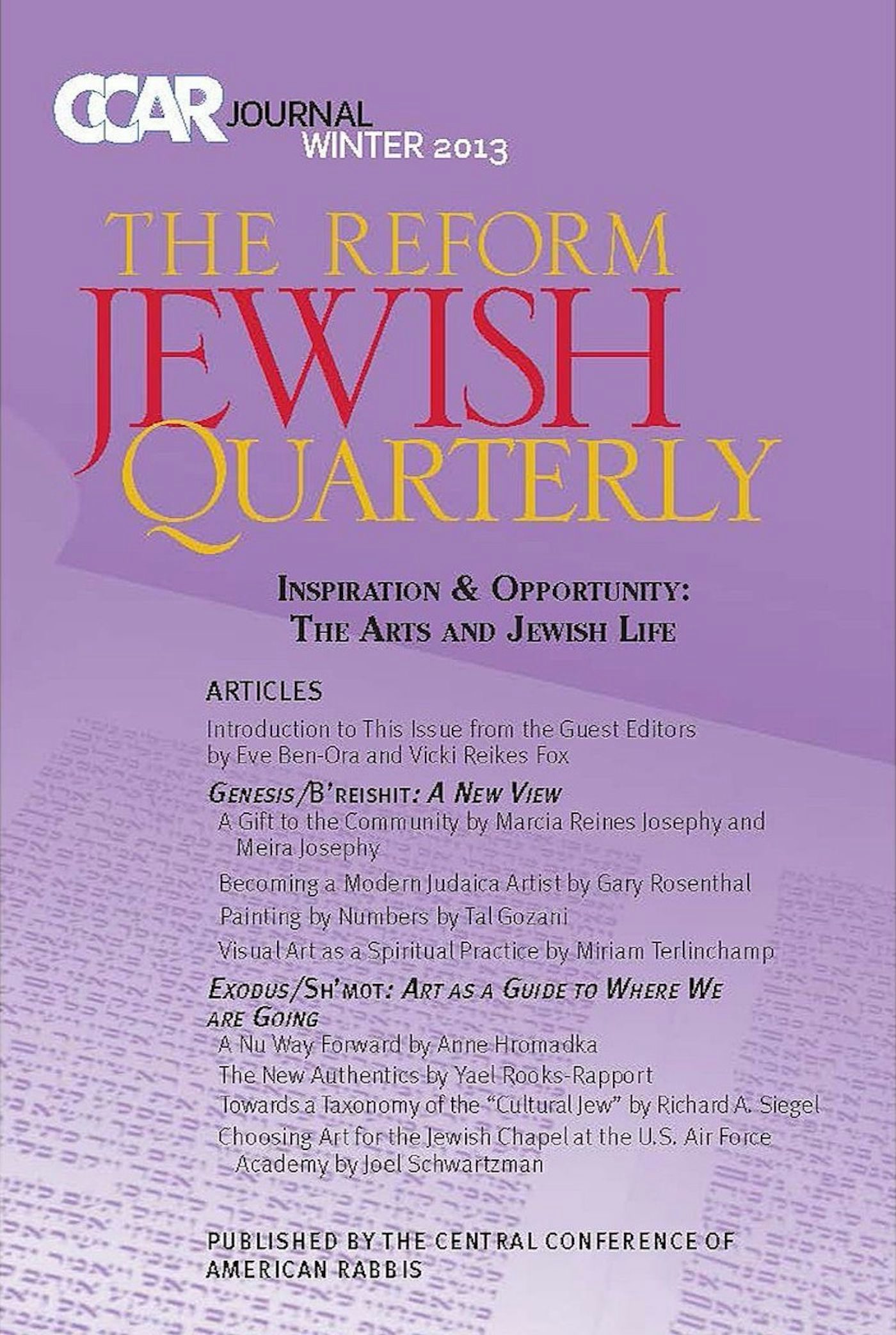 Cover of 'CCAR Journal - Winter 2013' by Rabbi Susan E. Laemmle 