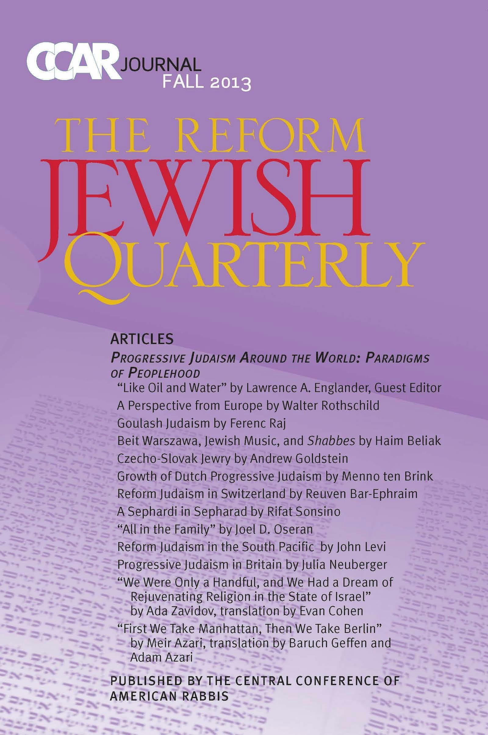 Cover of 'CCAR Journal - Fall 2013' by Rabbi Susan E. Laemmle and Rabbi Lawrence A. Englander 