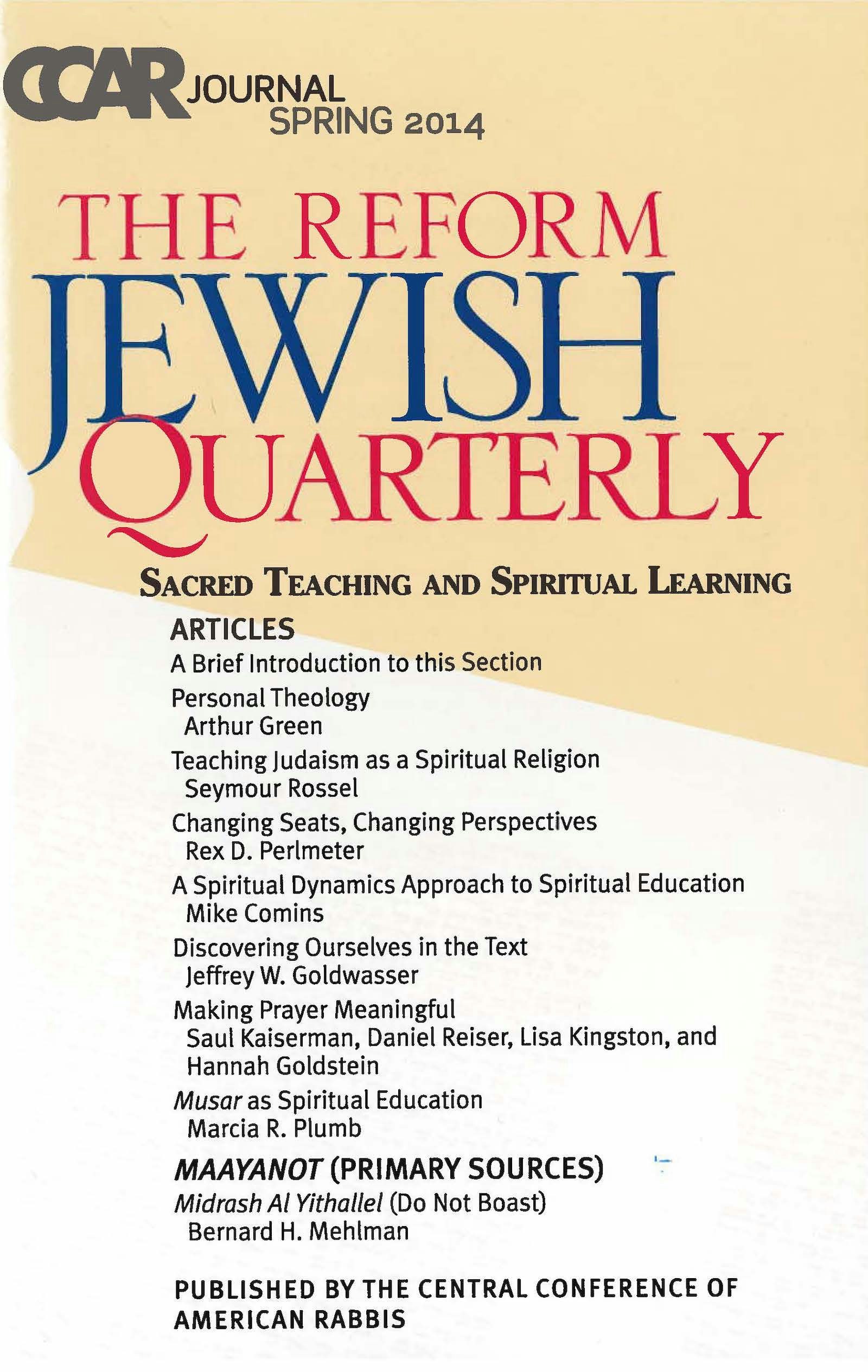 Cover of 'CCAR Journal - Spring 2014' by Rabbi Paul Golomb 