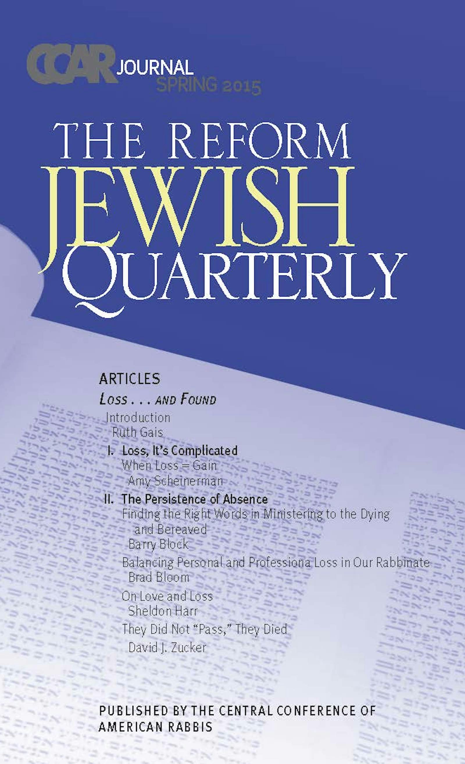 Cover of 'CCAR Journal - Spring 2015' 