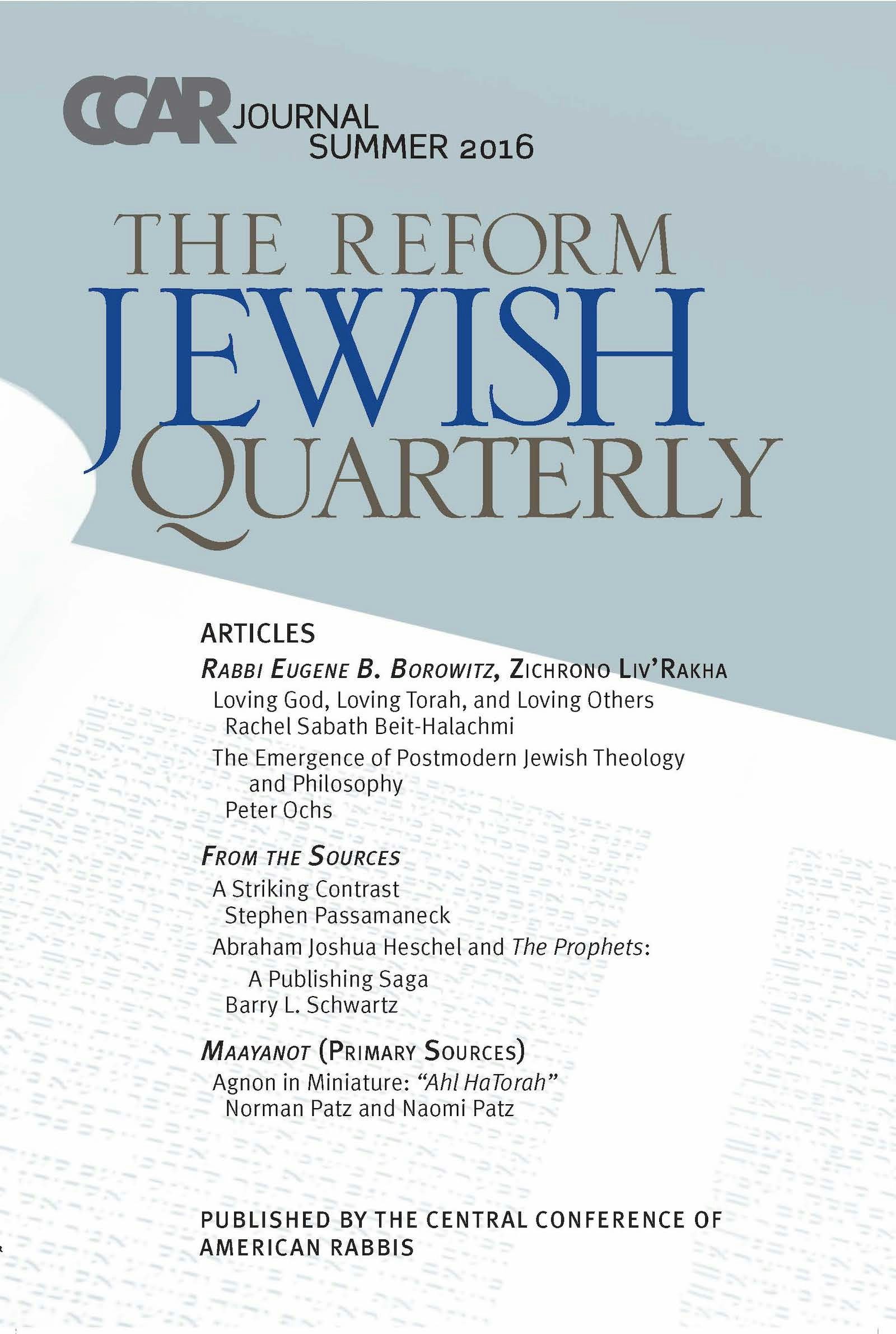 Cover of 'CCAR Journal - Summer 2016' 