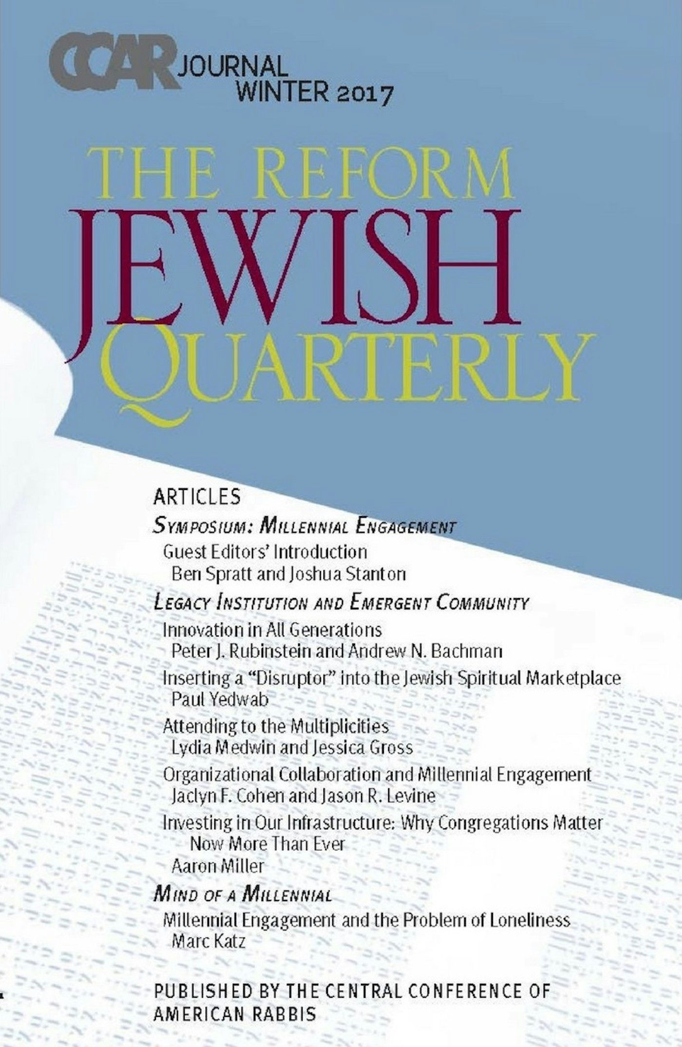 Cover of 'CCAR Journal - Winter 2017' 