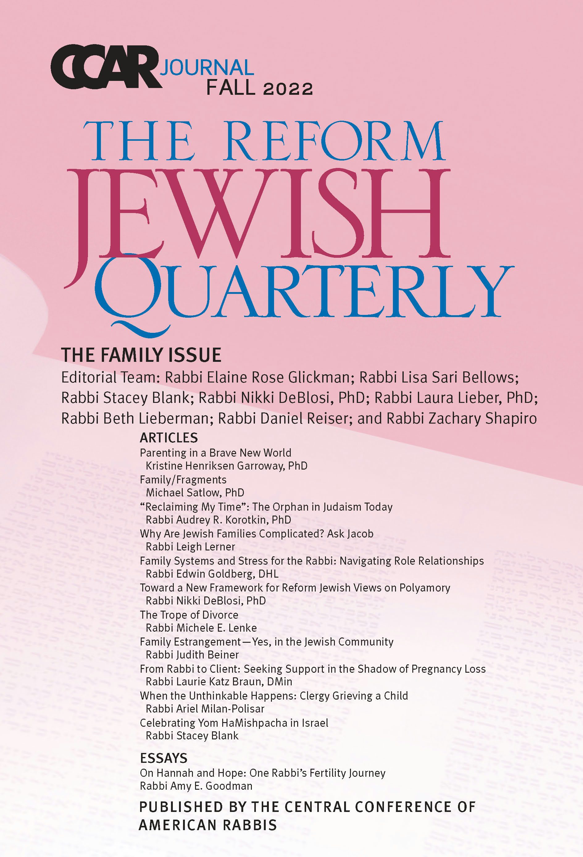 Cover of 'CCAR Journal - Fall 2022' by Rabbi Edwin C. Goldberg 