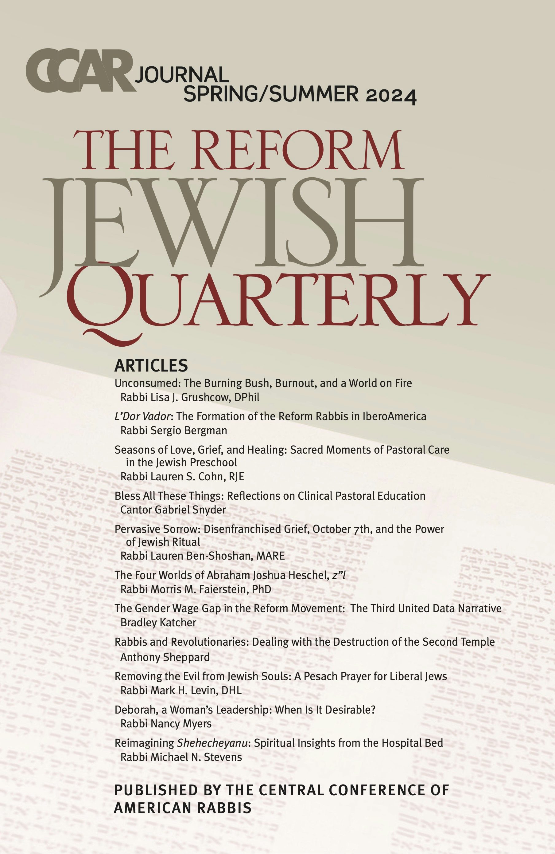 Cover of 'CCAR Journal - Spring/Summer 2024' by Rabbi Edwin C. Goldberg 