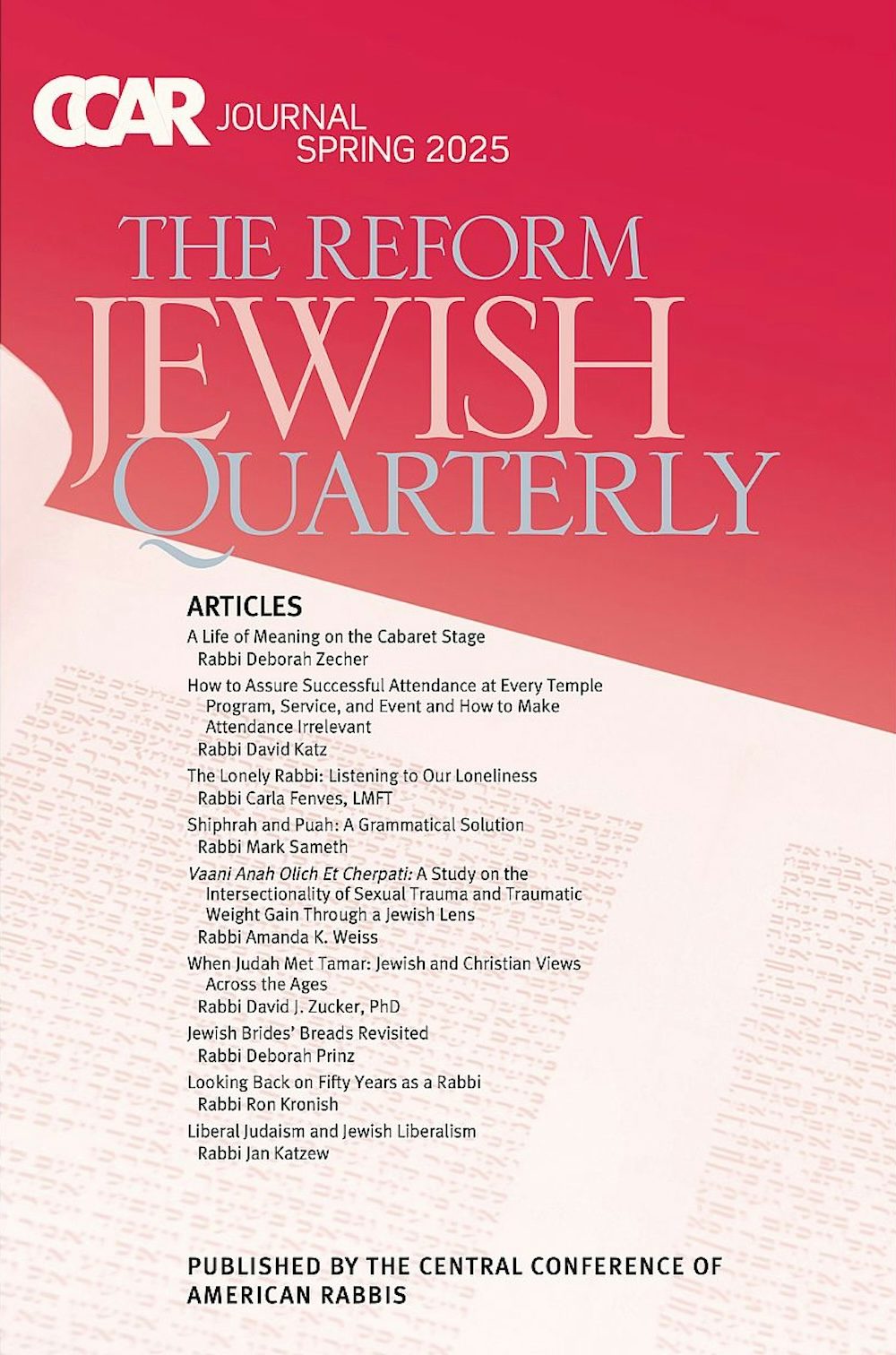 Cover of 'CCAR Journal - Spring 2025' by Rabbi Edwin C. Goldberg 