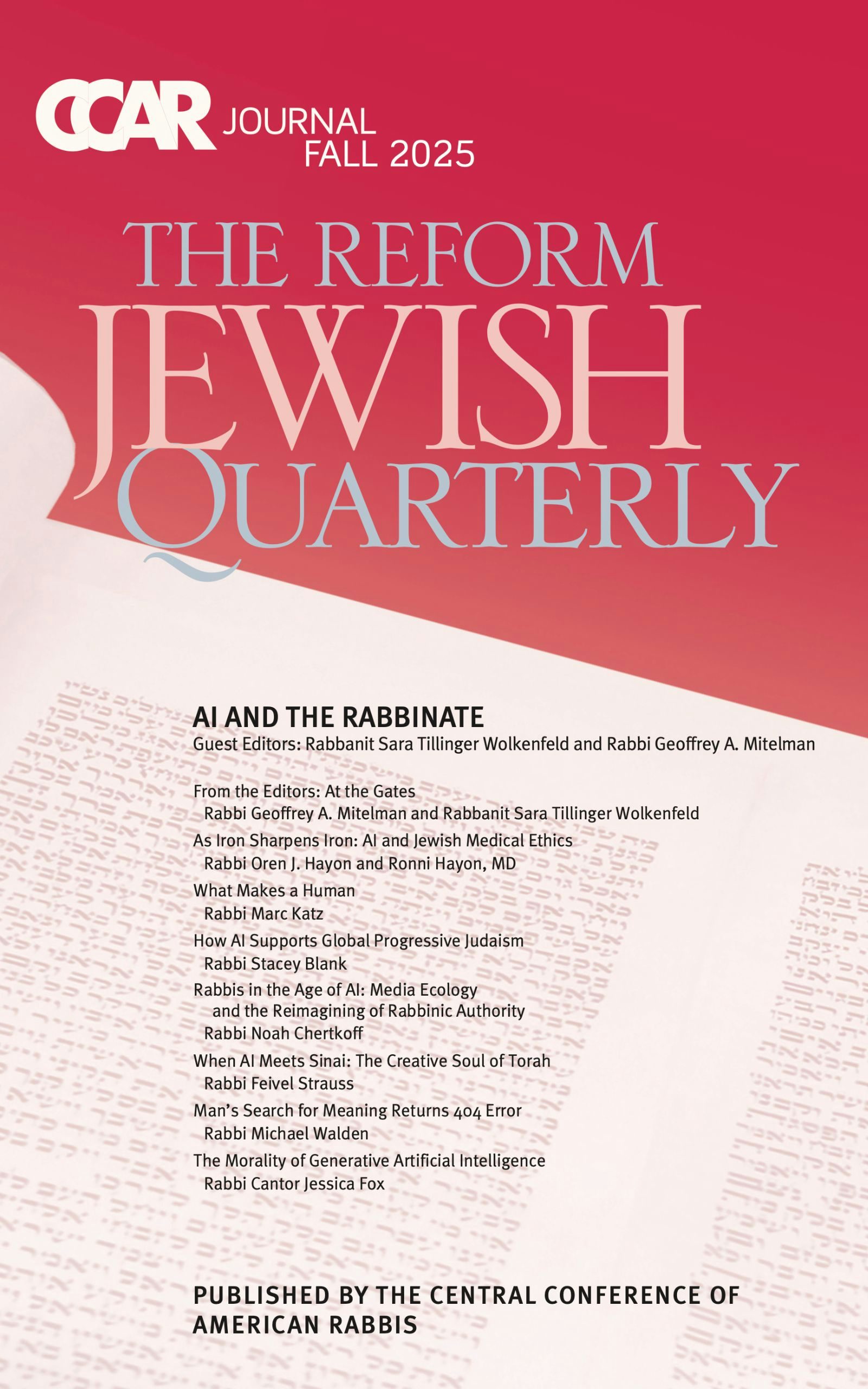 Cover of 'CCAR Journal - Fall 2025' by Sara Tillinger Wolkenfeld, Rabbi Geoffrey A. Mitelman and Rabbi Edwin C. Goldberg 