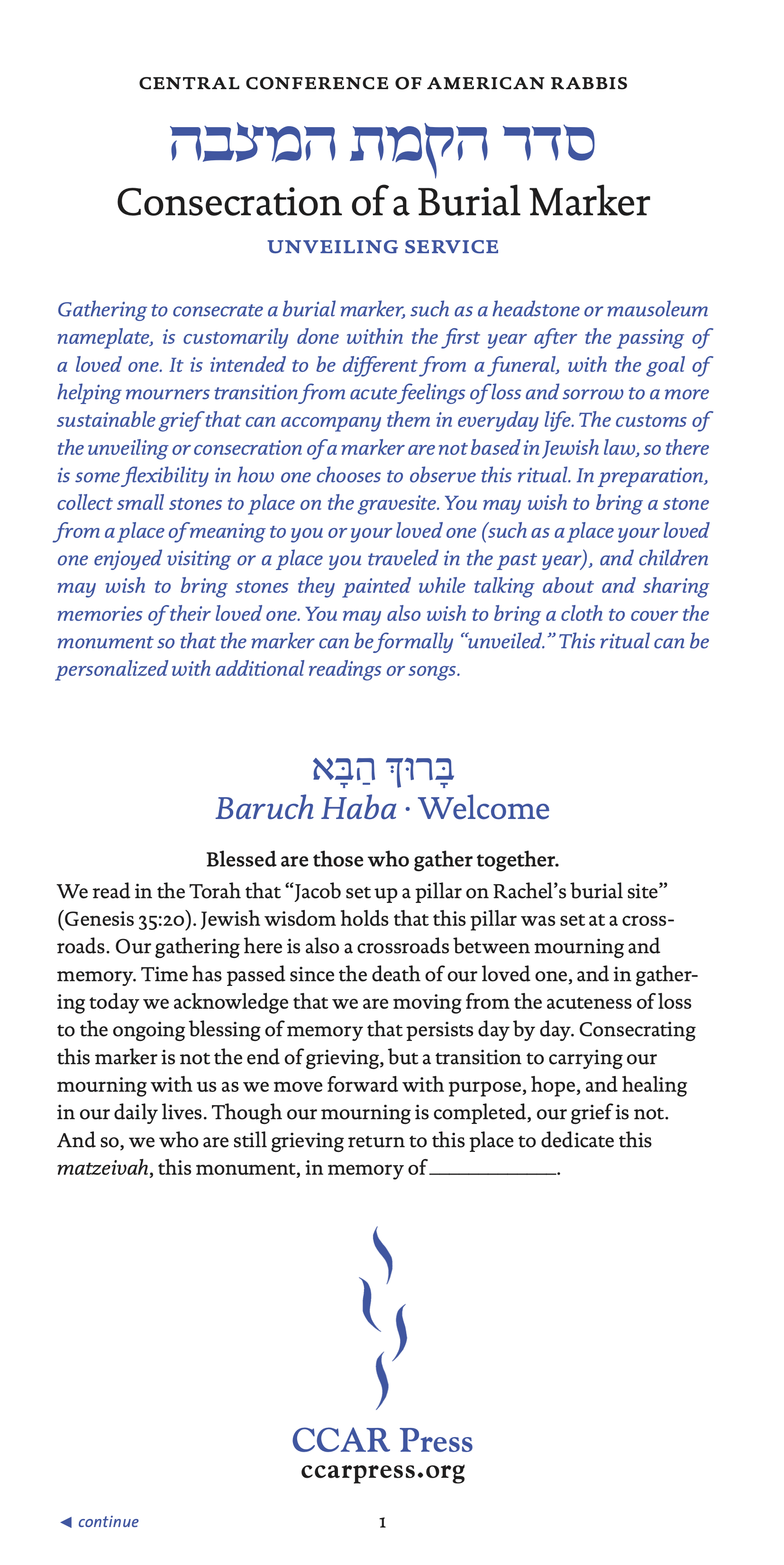 Cover of 'Consecration of a Burial Marker' by Rabbi Annie Villarreal-Belford 