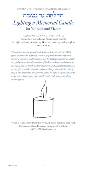 Cover of 'Lighting a Memorial Candle for Yahrzeit and Yizkor' by Rabbi Annie Villarreal-Belford 